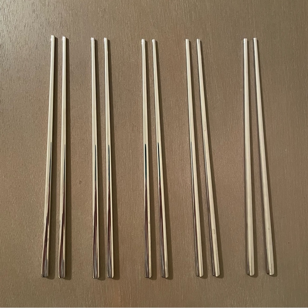 ⭐️ 5/$25  5 pairs stainless steel chopsticks